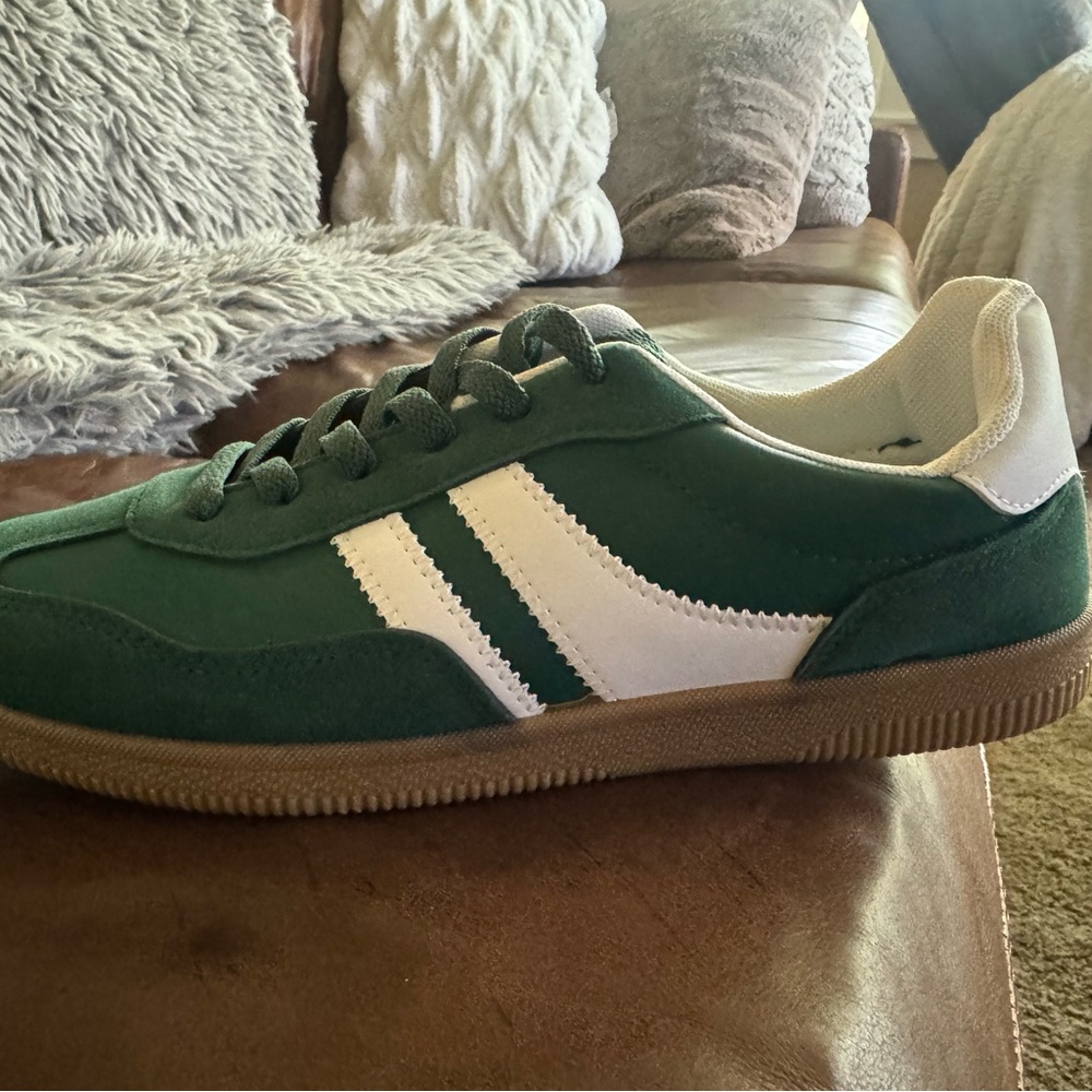 Madden Girl Green and White Retro Sneakers